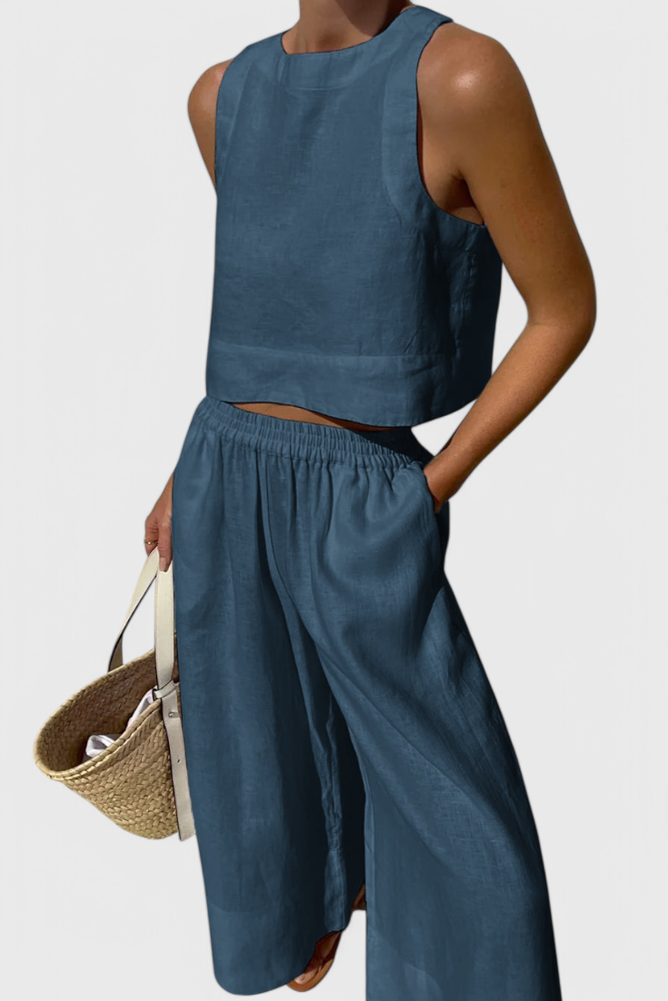 Avelina - Conjunto Minimalista en Algodón y Lino Ligero
