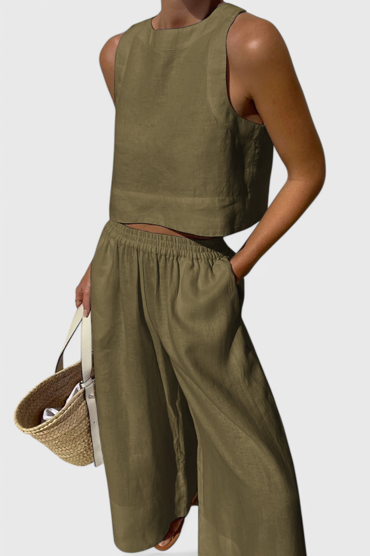 Avelina - Conjunto Minimalista en Algodón y Lino Ligero