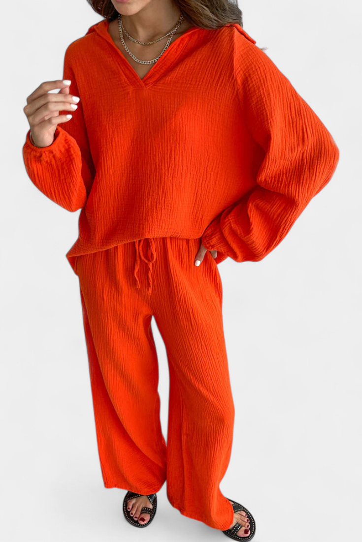 Conjunto Dos Piezas Aya De Algodón Con Escote En V Suave