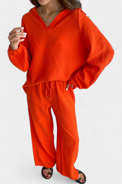 Conjunto Dos Piezas Aya De Algodón Con Escote En V Suave