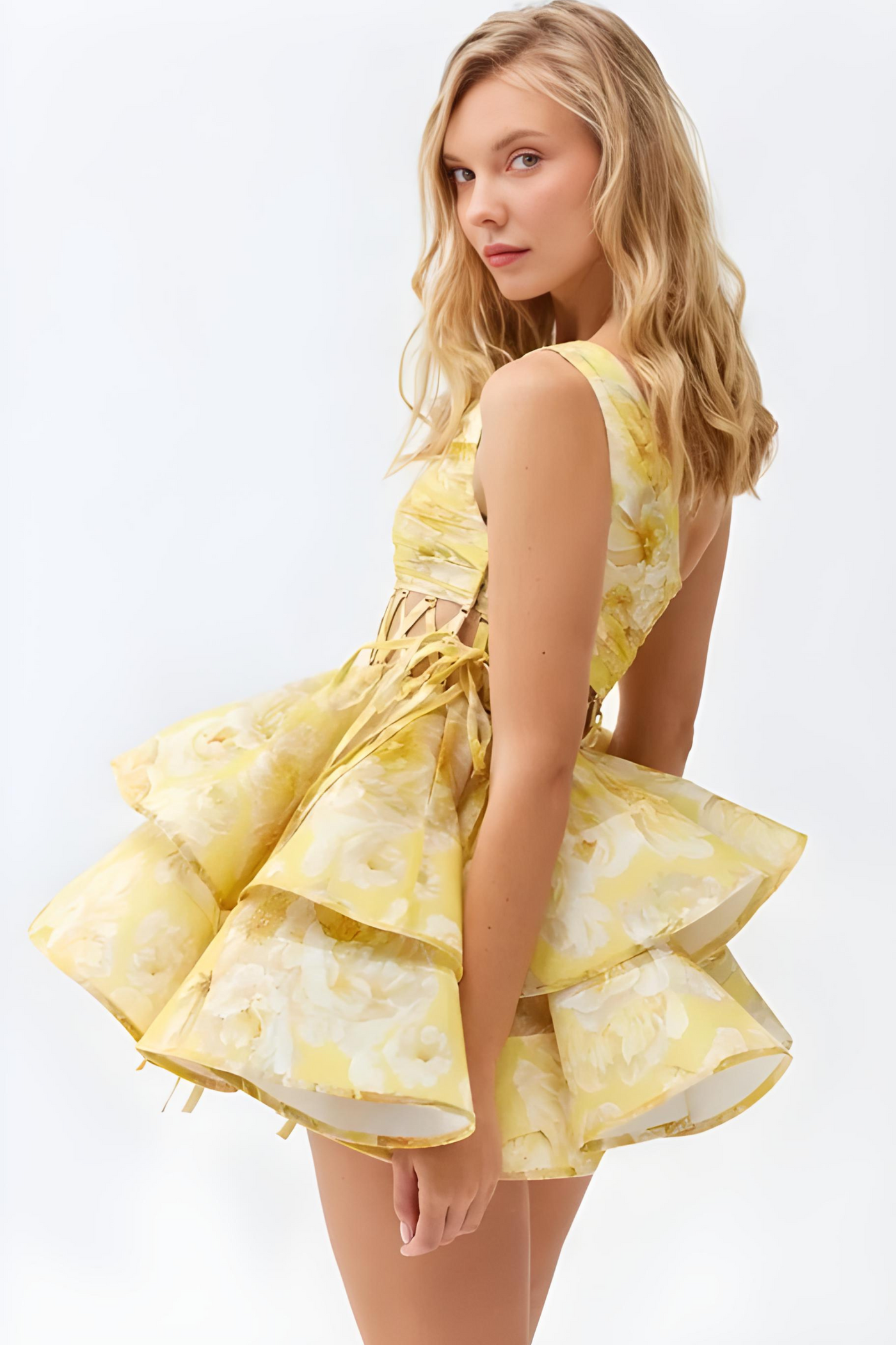Daphne | Vestido Mini Floral de Un Hombro