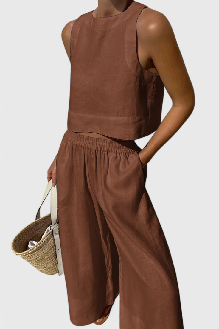 Avelina - Conjunto Minimalista en Algodón y Lino Ligero