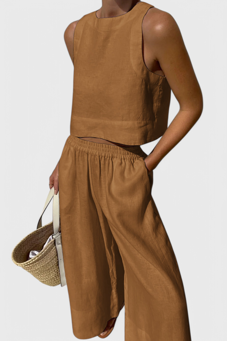 Avelina - Conjunto Minimalista en Algodón y Lino Ligero