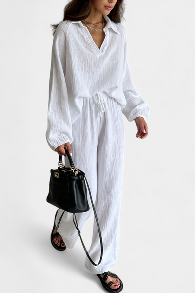 Conjunto Dos Piezas Aya De Algodón Con Escote En V Suave