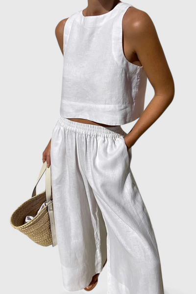 Avelina - Conjunto Minimalista en Algodón y Lino Ligero