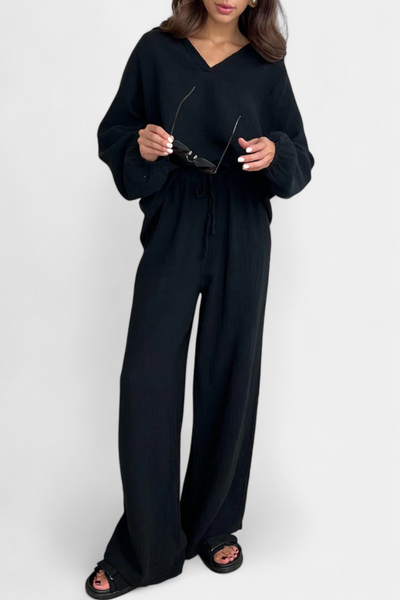 Conjunto Dos Piezas Aya De Algodón Con Escote En V Suave