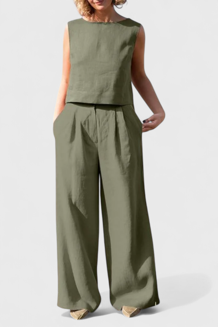 Yvanne - Conjunto Vintage Sin Mangas de Verano