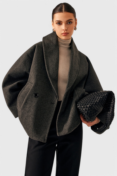 Abrigo Tweed Oversized con Algodón Poliéster Muy Chic