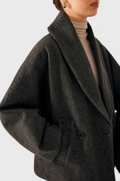 Abrigo Tweed Oversized con Algodón Poliéster Muy Chic