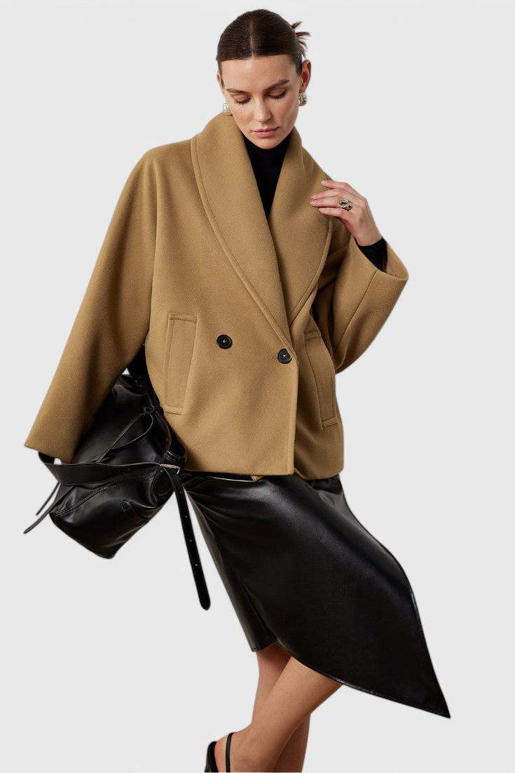 Abrigo Tweed Oversized con Algodón Poliéster Muy Chic