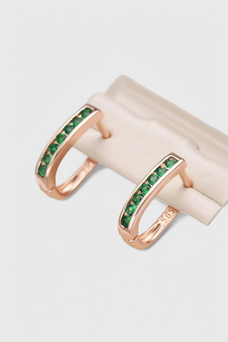 Ava - Pendientes de Esmeralda y Diamante en Oro