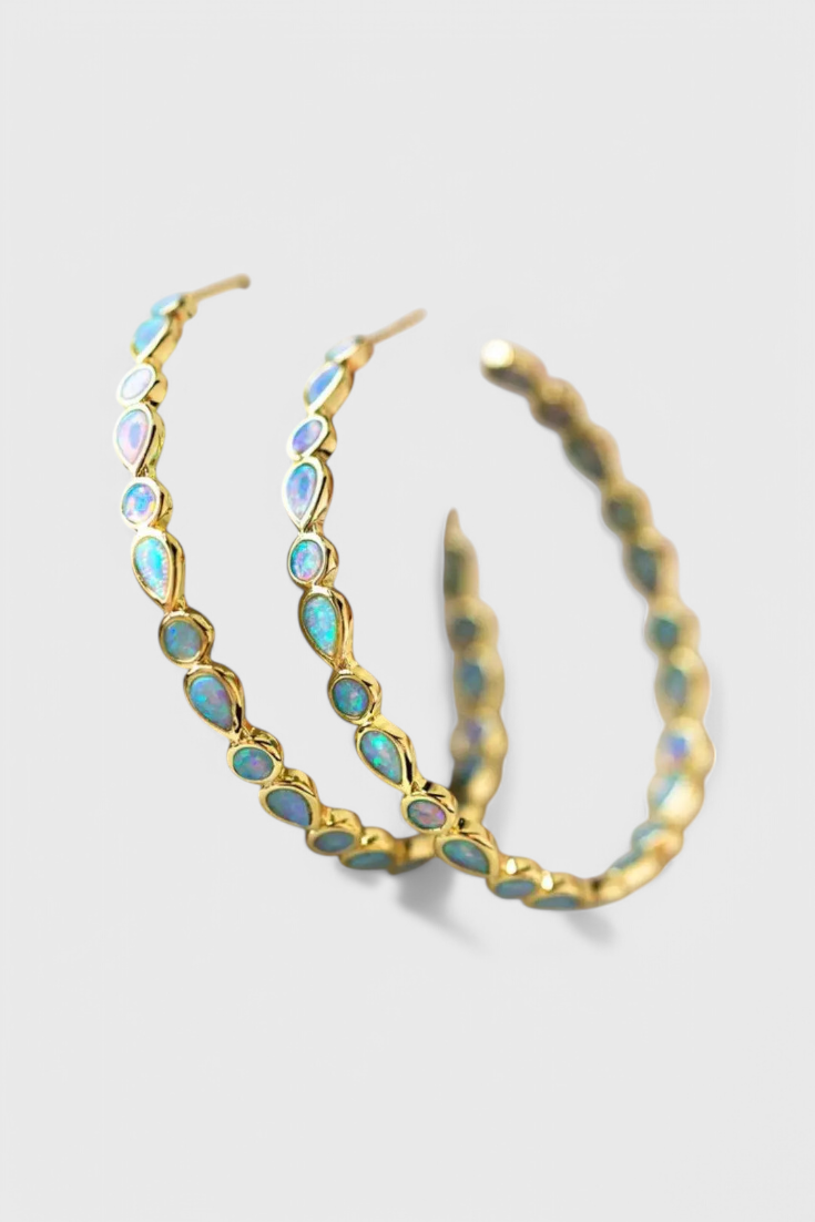 Olivia - Pendientes Vintage de Ópalo Azul en Oro