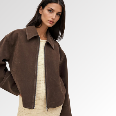 VALIRA | Chaqueta de Ante Sintético con Cremallera