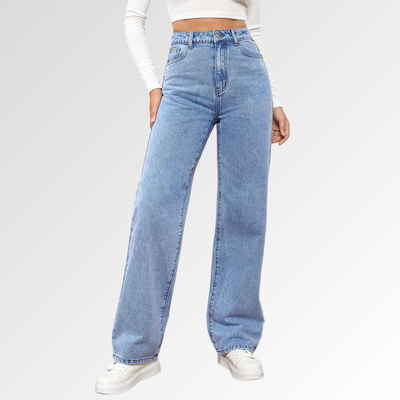 SORELLA | Jeans de Tiro Alto y Corte Recto Lavado