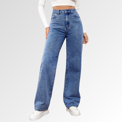 SORELLA | Jeans de Tiro Alto y Corte Recto Lavado