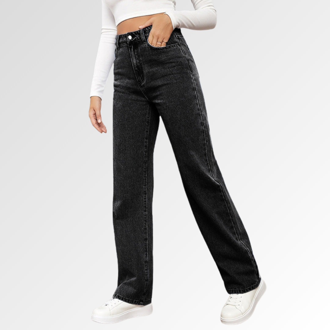SORELLA | Jeans de Tiro Alto y Corte Recto Lavado