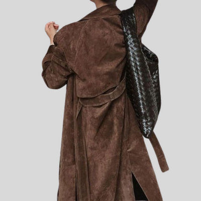 Celeste | Gabardina larga de terciopelo