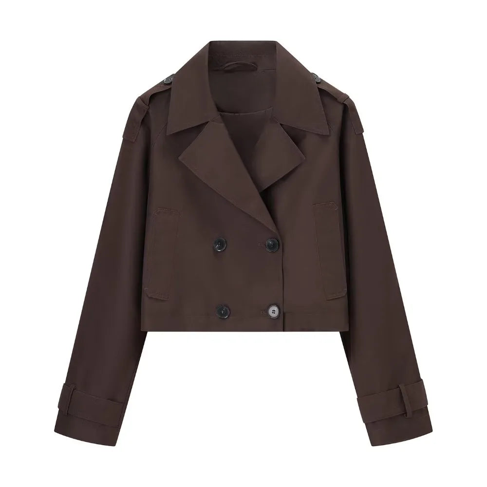 Lucía | Gabardina corta marrón urbano para mujer