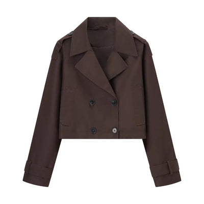 Lucía | Gabardina corta marrón urbano para mujer