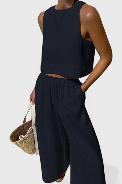 Avelina - Conjunto Minimalista en Algodón y Lino Ligero