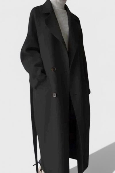 Abrigo Largo De Mezcla De Lana Clara Timeless Elegante