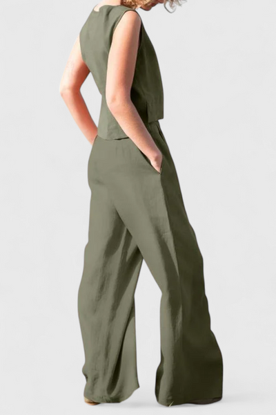 Yvanne - Conjunto Vintage Sin Mangas de Verano