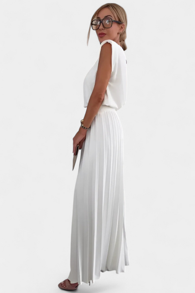 Liora - Conjunto de Dos Piezas con Pantalón Plisado de Pierna Ancha
