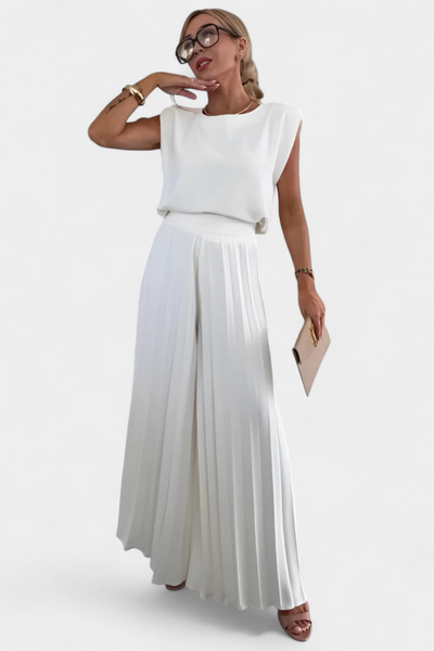 Liora - Conjunto de Dos Piezas con Pantalón Plisado de Pierna Ancha