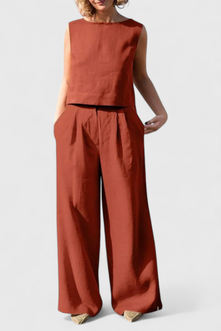 Yvanne - Conjunto Vintage Sin Mangas de Verano