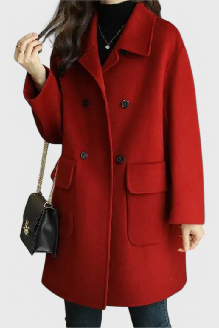 Camille Abrigo Largo Lana Doble Botonadura Chic Y Coqueta