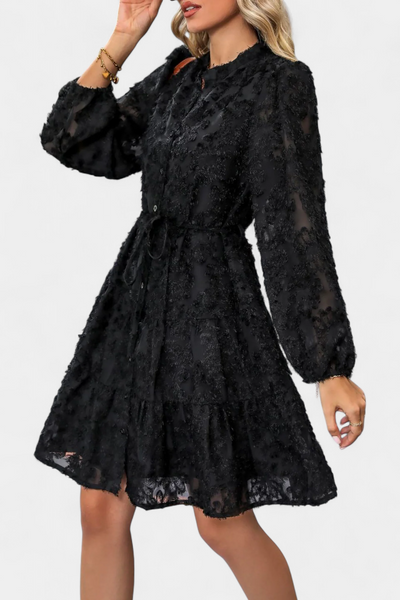 Vestido Camisero Texturizado Con Botones Soreia Exclusivo