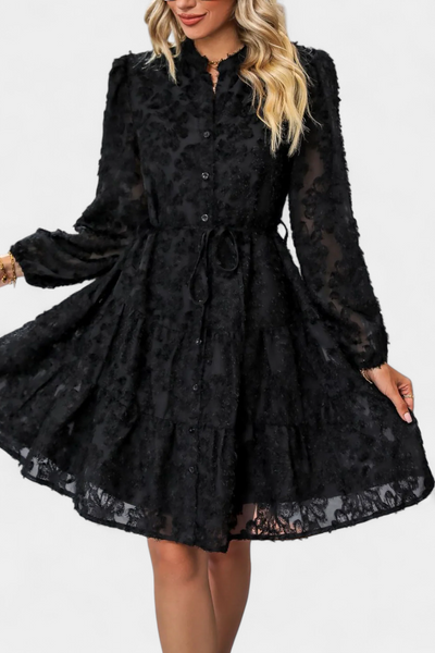 Vestido Camisero Texturizado Con Botones Soreia Exclusivo