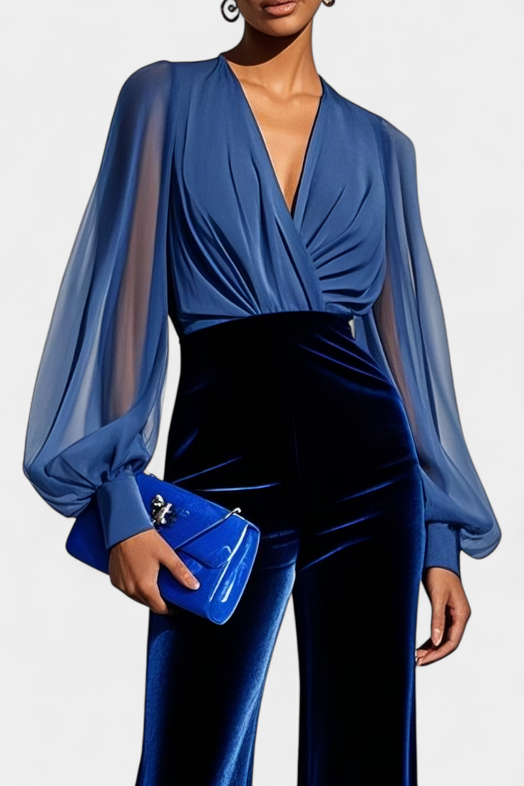 Analisse Mono De Vestir Con Escote En V Y Pierna Ancha Chic