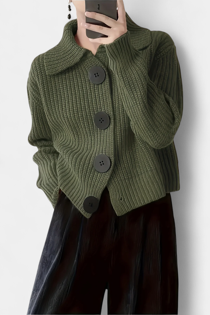 Juliet Chaqueta Suéter Punto Premium Con Botón Único Encanto