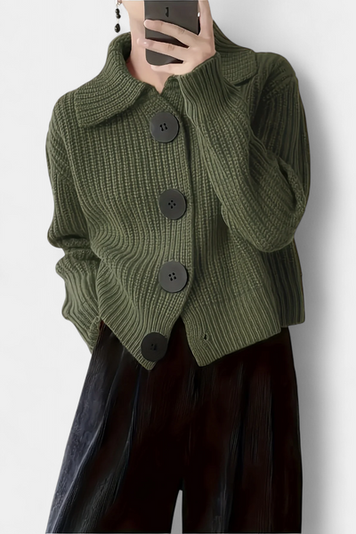 Juliet Chaqueta Suéter Punto Premium Con Botón Único Encanto