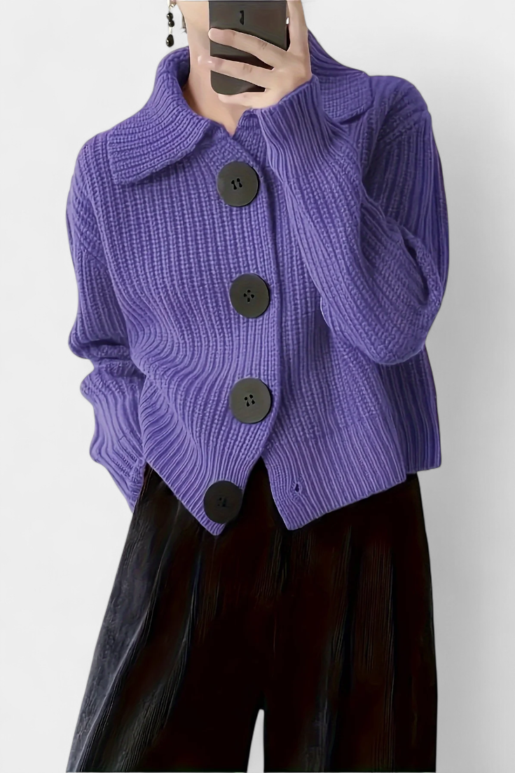 Juliet Chaqueta Suéter Punto Premium Con Botón Único Encanto