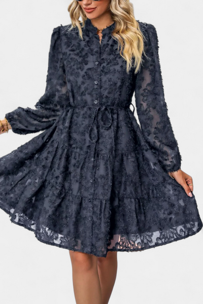 Vestido Camisero Texturizado Con Botones Soreia Exclusivo