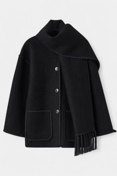 Abrigo Suelto Pauline Con Bufanda De Flecos Texturizado