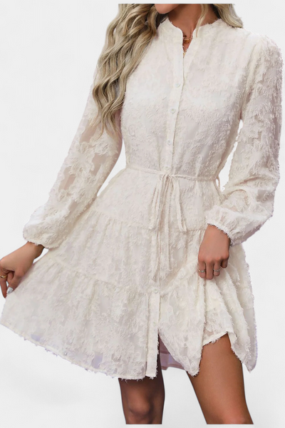 Vestido Camisero Texturizado Con Botones Soreia Exclusivo