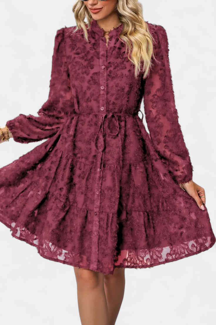 Vestido Camisero Texturizado Con Botones Soreia Exclusivo