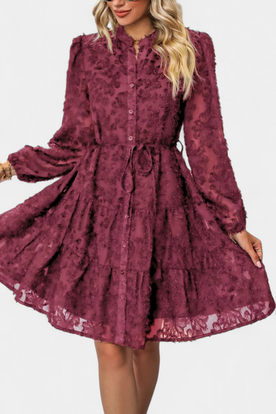 Vestido Camisero Texturizado Con Botones Soreia Exclusivo