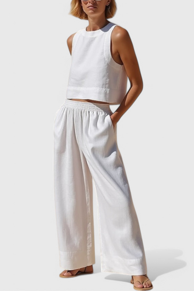 Avelina - Conjunto Minimalista en Algodón y Lino Ligero