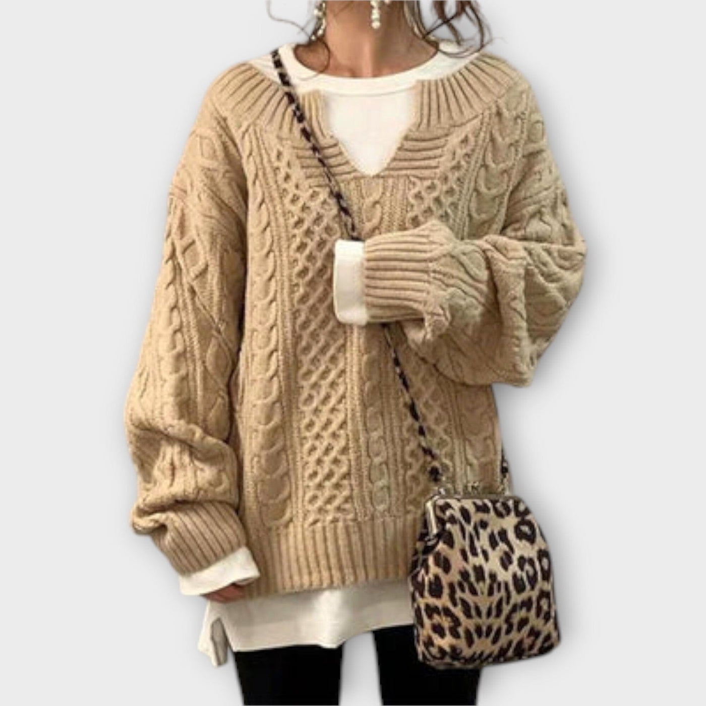 Suéter de Punto Oversize con Diseño de Trenza