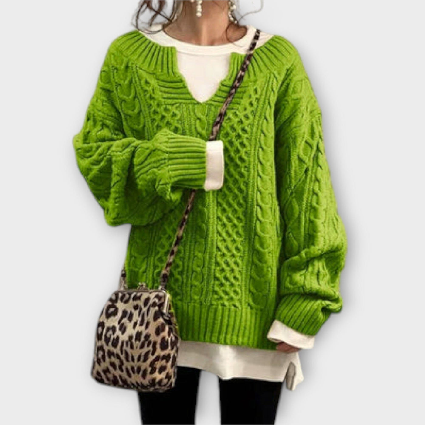 Suéter de Punto Oversize con Diseño de Trenza